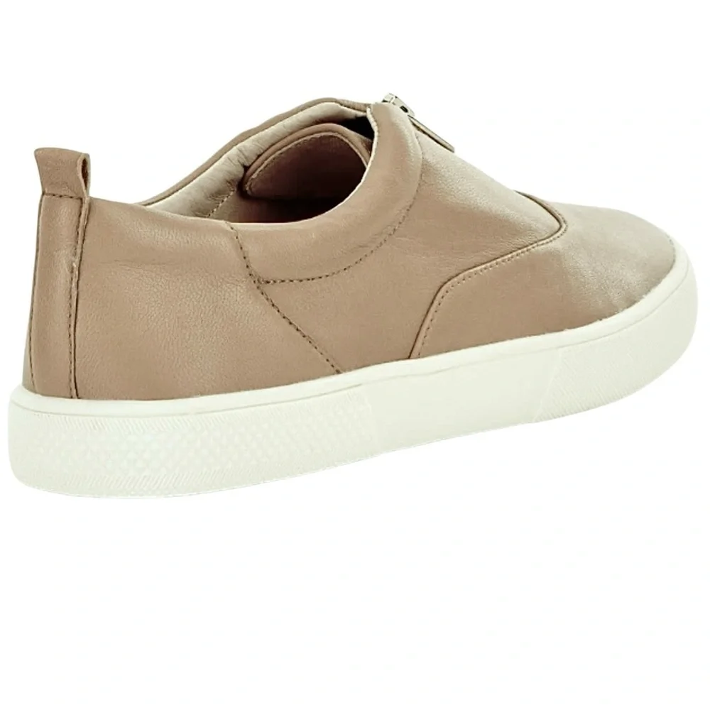 Antonio Melani Garta Suntan Beige Leather Zip Up Sneakers Women’s Size 10